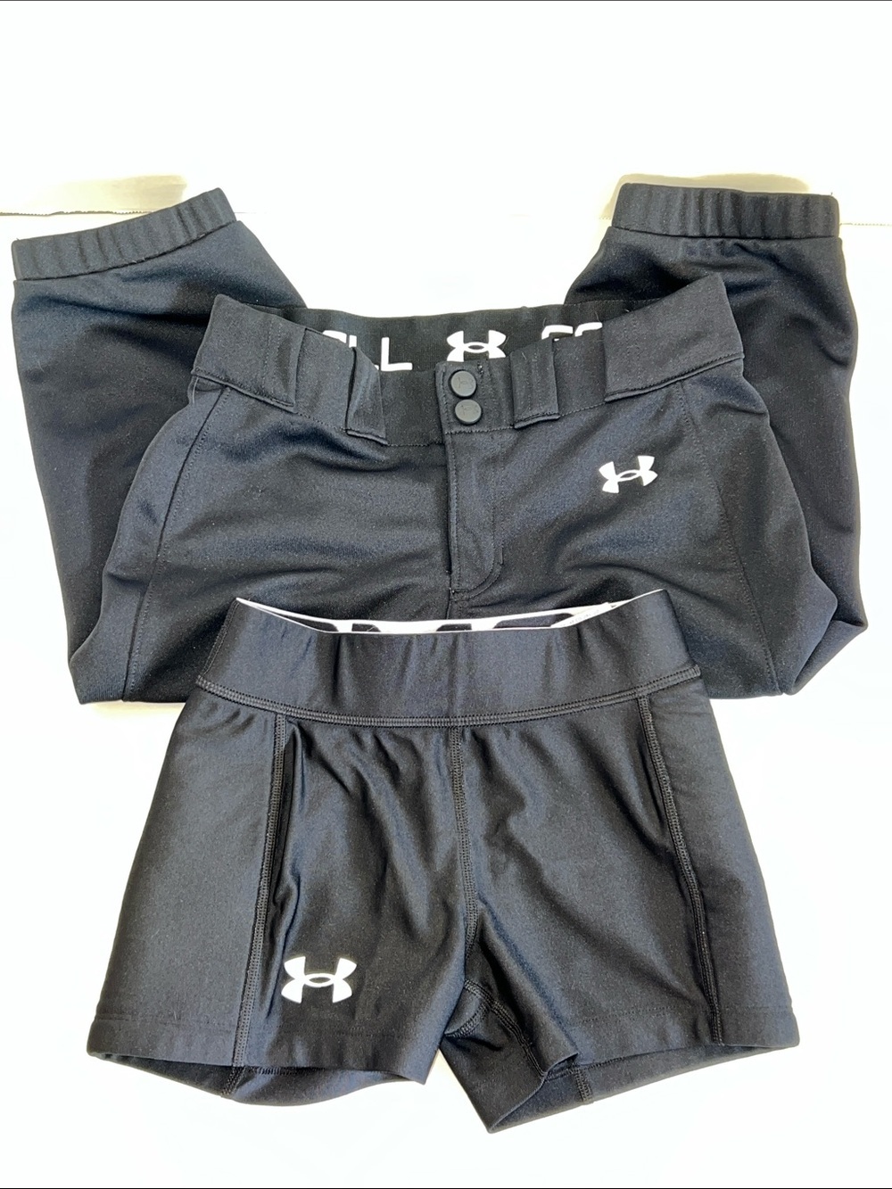 Under Armour Black Kids Athletic Shorts and Baseball Pants Set